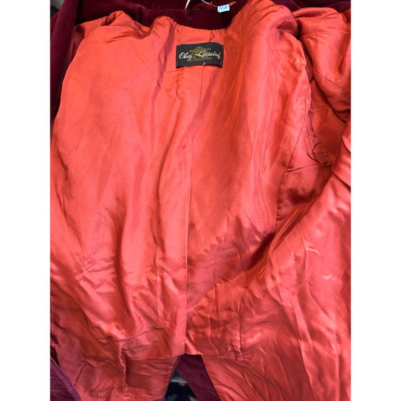 Vtg Oleg Cassini Designer Womens Red Velvet Jacket Holiday Black Tie Lined XS/S* - Picture 5 of 11